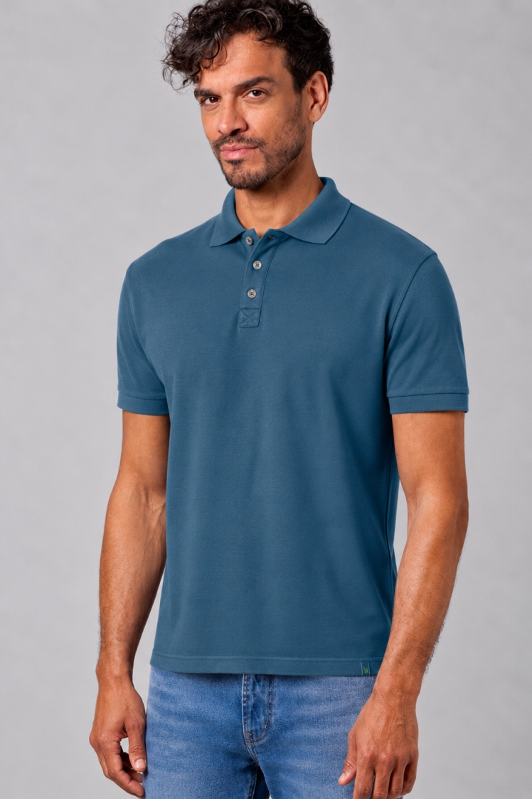 Hempage Herren vegan Polohemd Aus Piqué Jersey Von Reef Farbe Teal