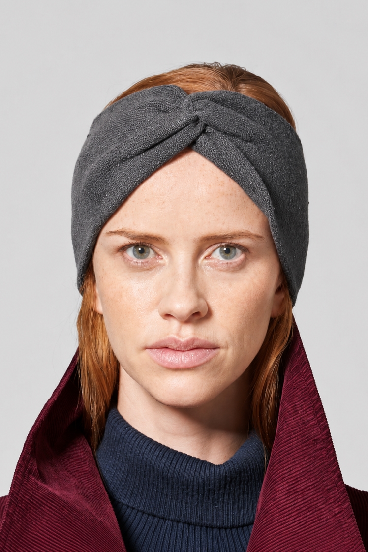 Hempage womens vegan Headband Warming Anthracite