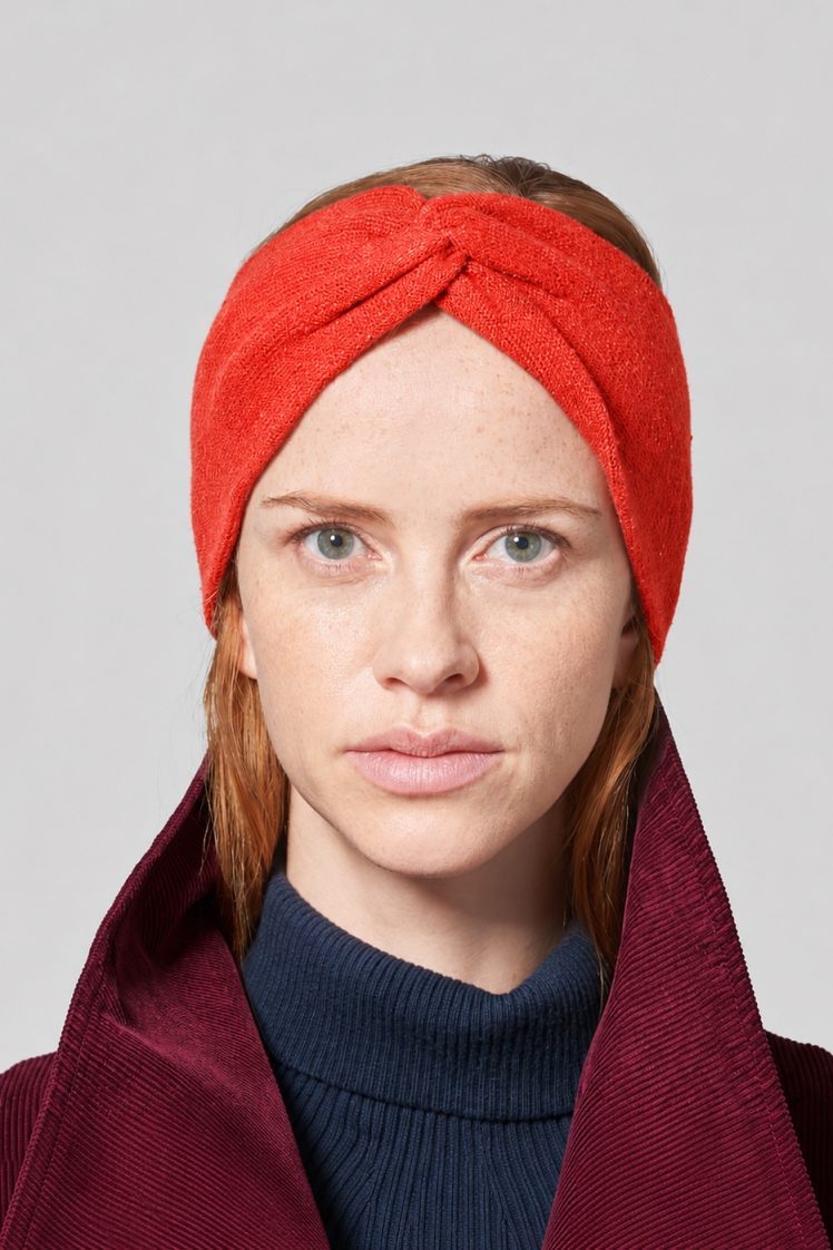Hempage womens vegan Headband Warming Brick Red Orange