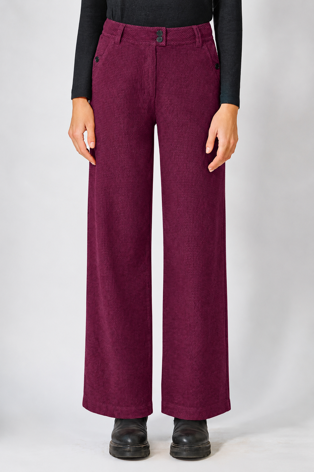 HempAge Damen vegan Hose Pepita Weinrot