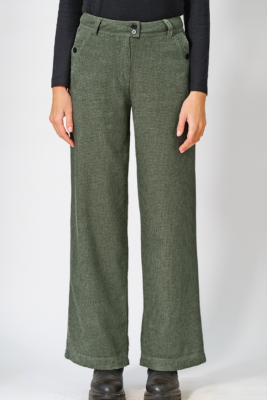 HempAge Damen vegan Hose Pepita Moosgr&Atilde;&frac14;n
