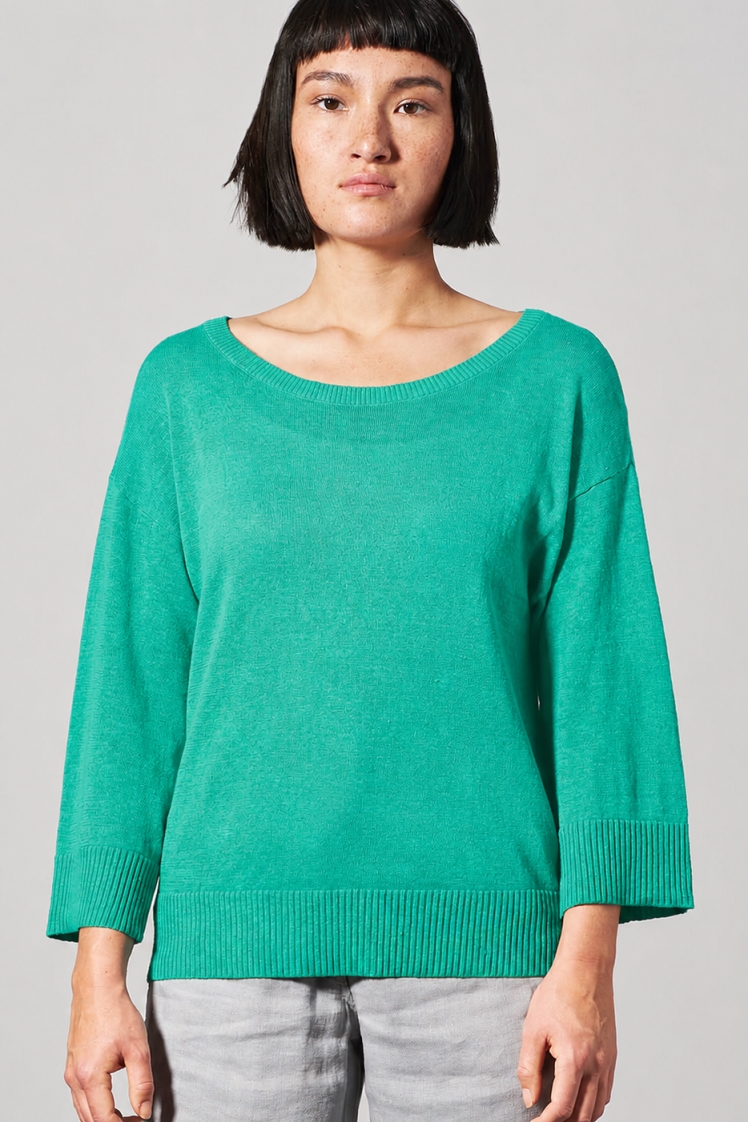 HempAge Damen vegan Leichter Pullover In Smaragdgr&Atilde;&frac14;n