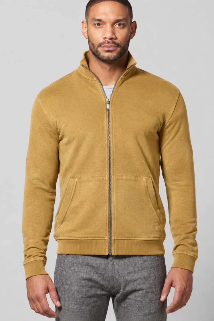 HempAge Herren vegan Sweatjacke In Dijon Gelb