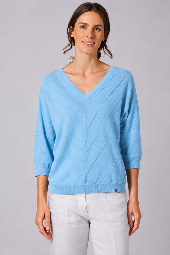 HempAge Damen vegan Strickpullover In Gletscherblau