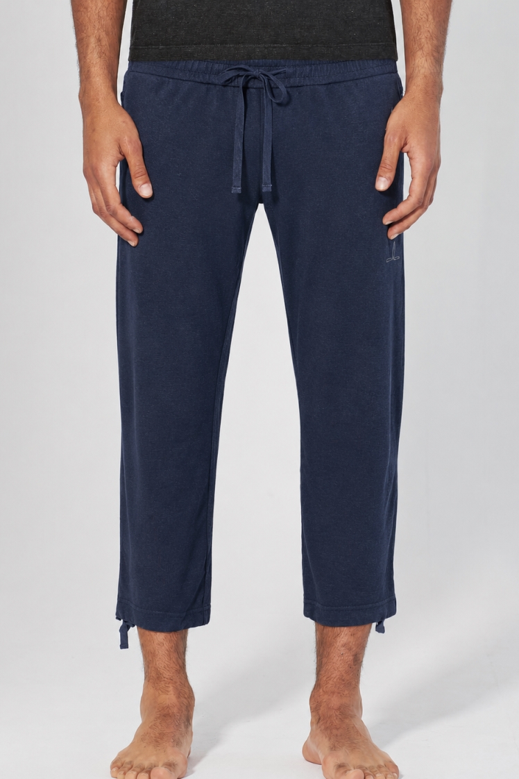 HempAge Herren vegan Yoga-Hose 7/8, Marineblau