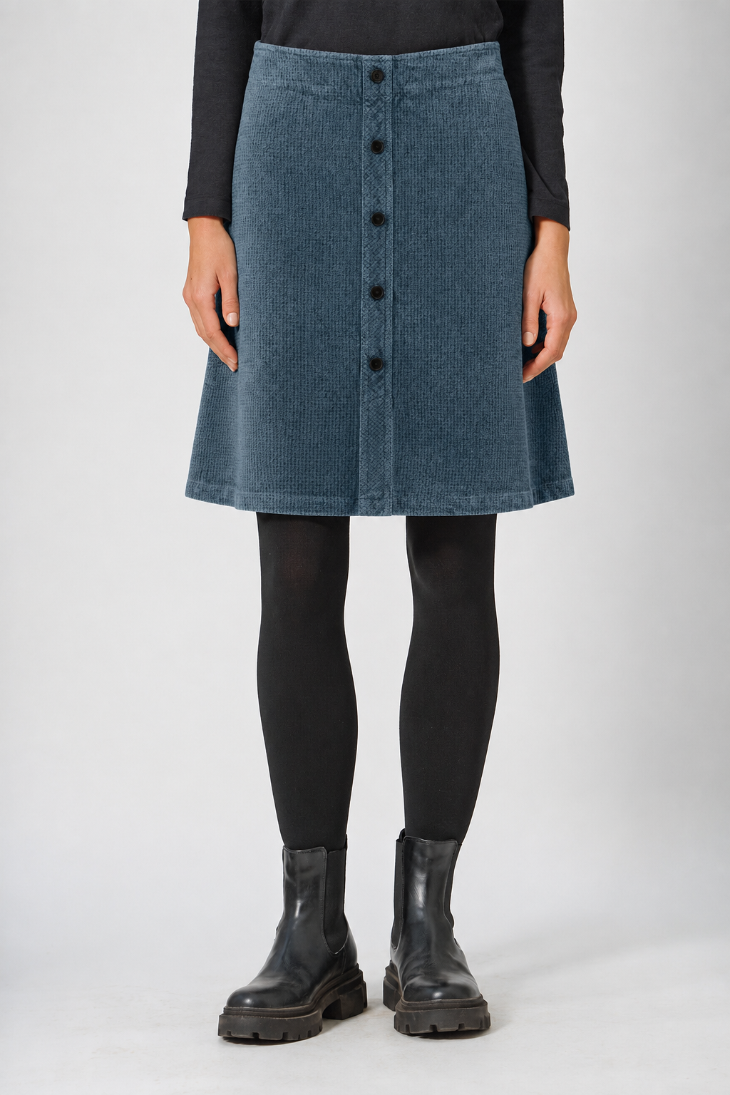 Hempage womens vegan Skirt Button Placket Dove Blue