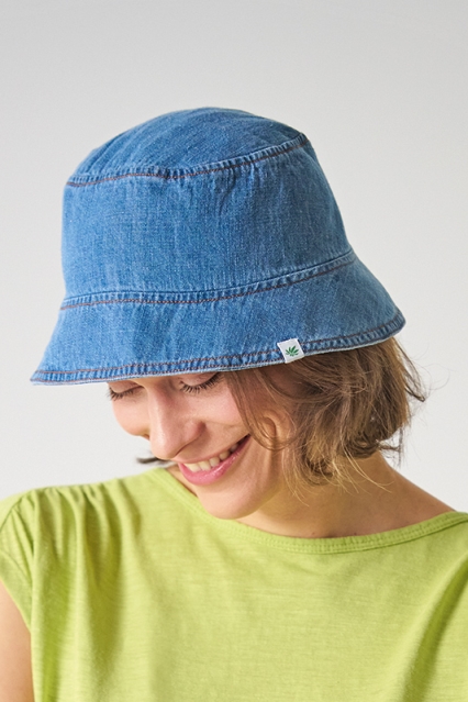 Hempage womens vegan Bucket Hat Denim Uniblue