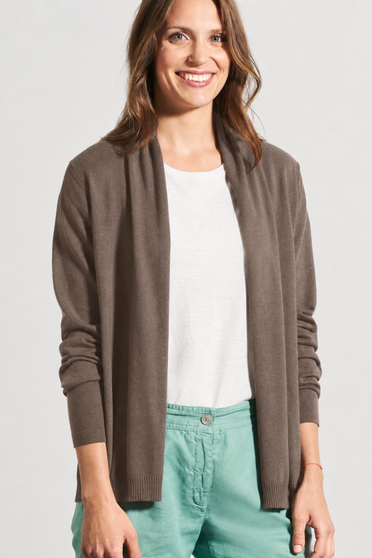 Hempage womens vegan Cardigan Lightweight Dust Brown