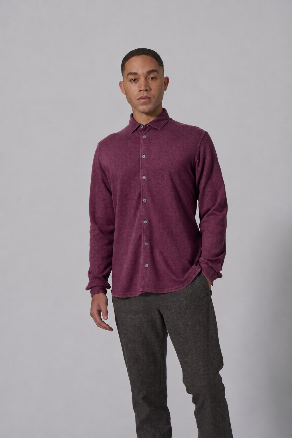 HempAge Herren vegan Shirt Aus Slub Jersey Weinrot