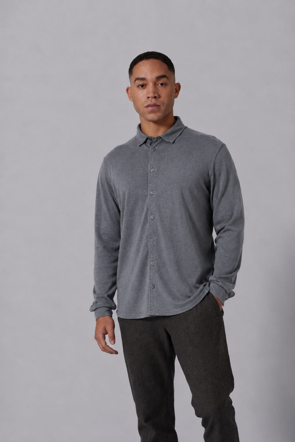HempAge Herren vegan Shirt Aus Slub Jersey Schiefergrau