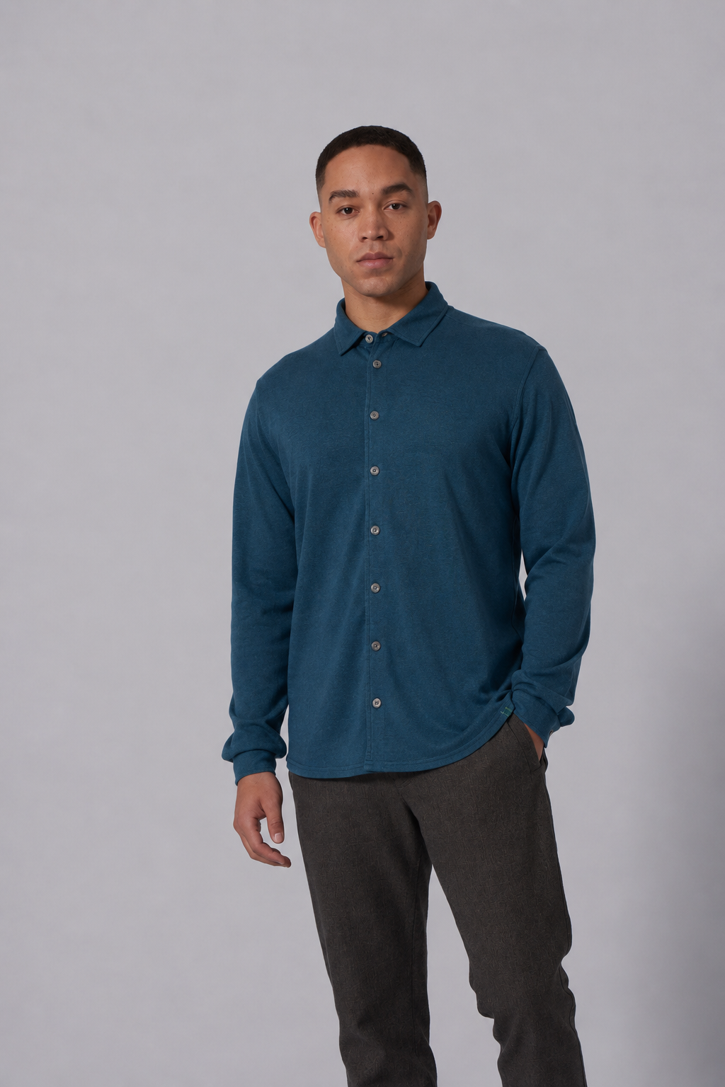 HempAge Herren vegan Shirt Aus Slub Jersey Reef Blaugr&Atilde;&frac14;n