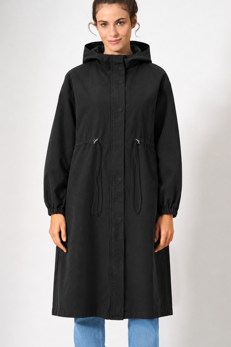 Hempage Damen vegan Kapuzenmantel Hooded Coat Schwarz
