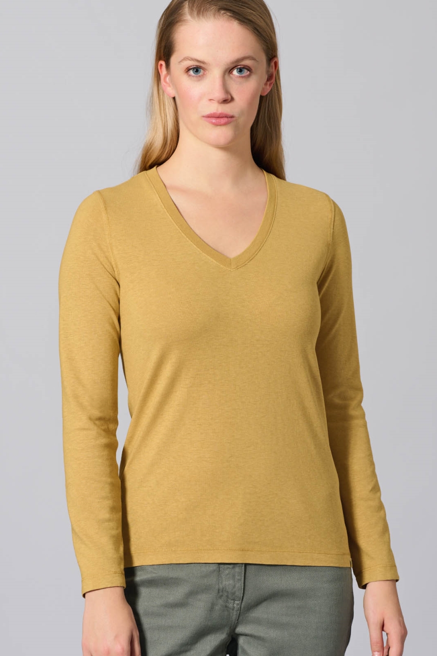 HempAge Damen vegan Sportliches Langarm T-Shirt In Dijon Gelb