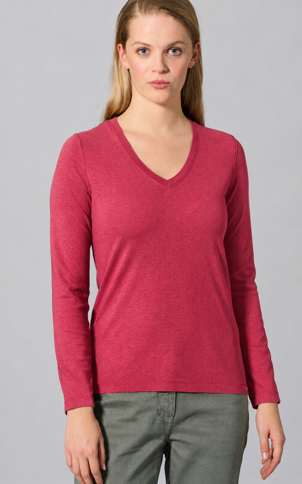 HempAge Damen vegan T-Shirt Sportlich Lang&Atilde;&curren;rmelig Barolo Rosa