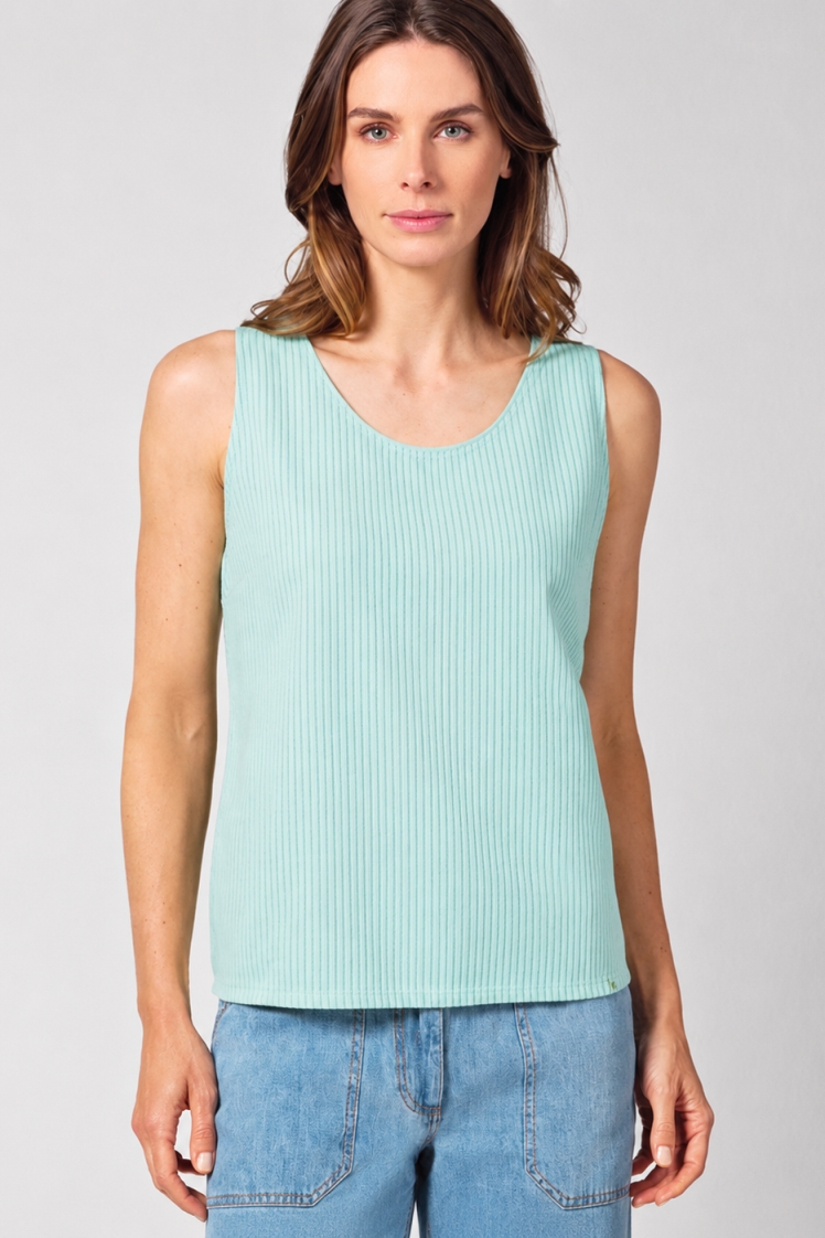 Hempage womens vegan Top Striped Lake Blue