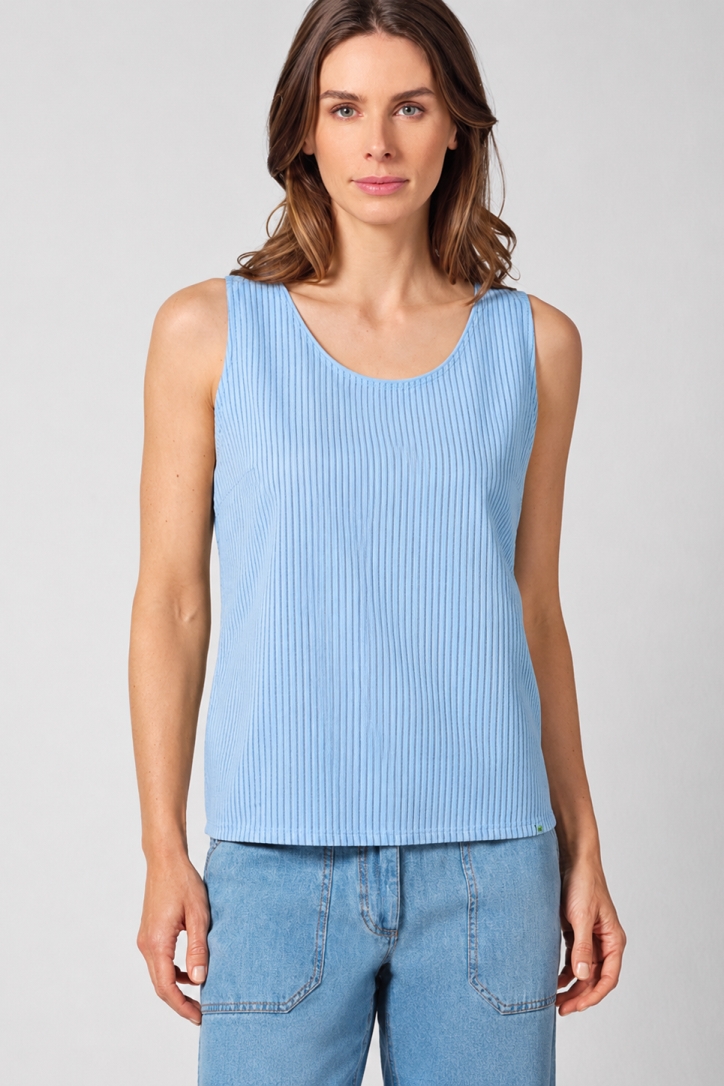 Hempage womens vegan Top Striped Glacier Blue