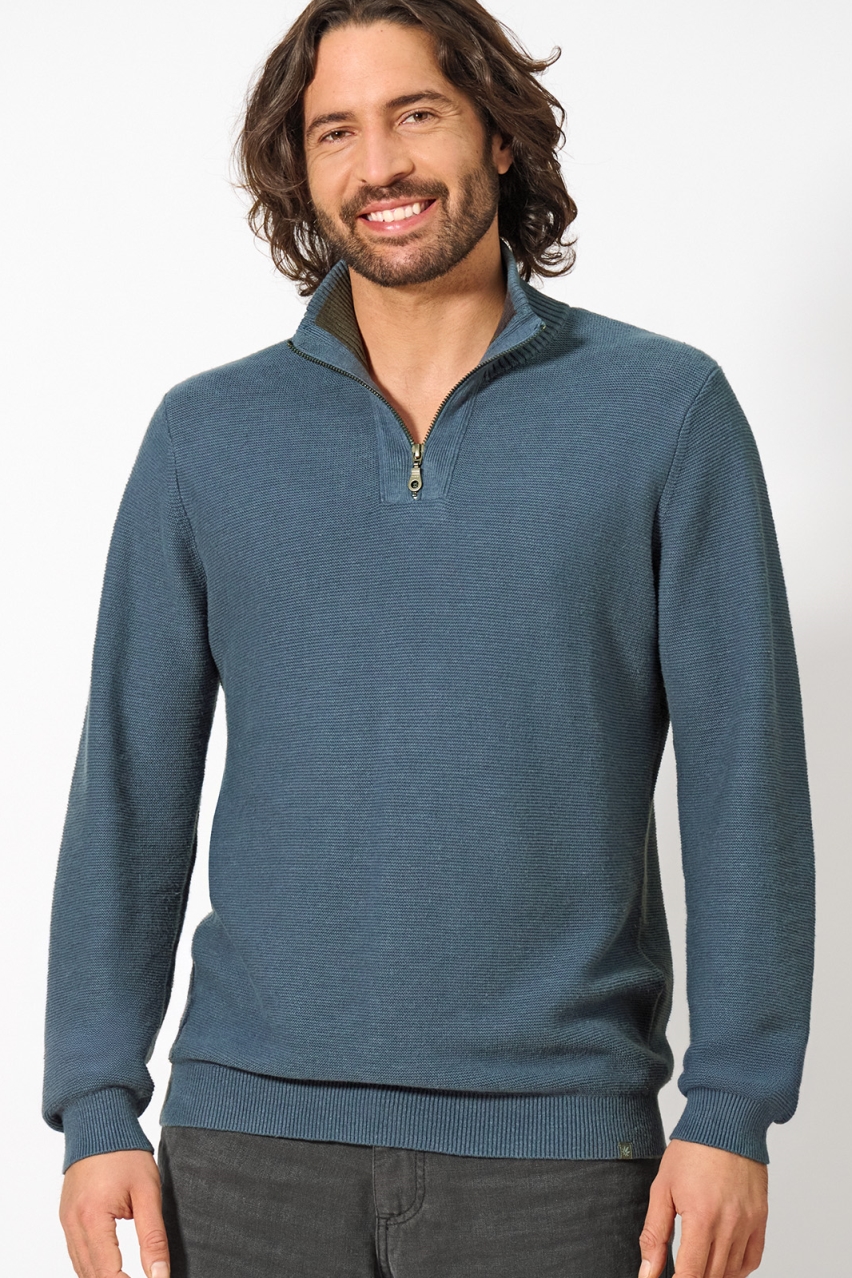 HempAge Herren vegan Pullover Troyer Dove Bl&Atilde;&curren;ulich Grau