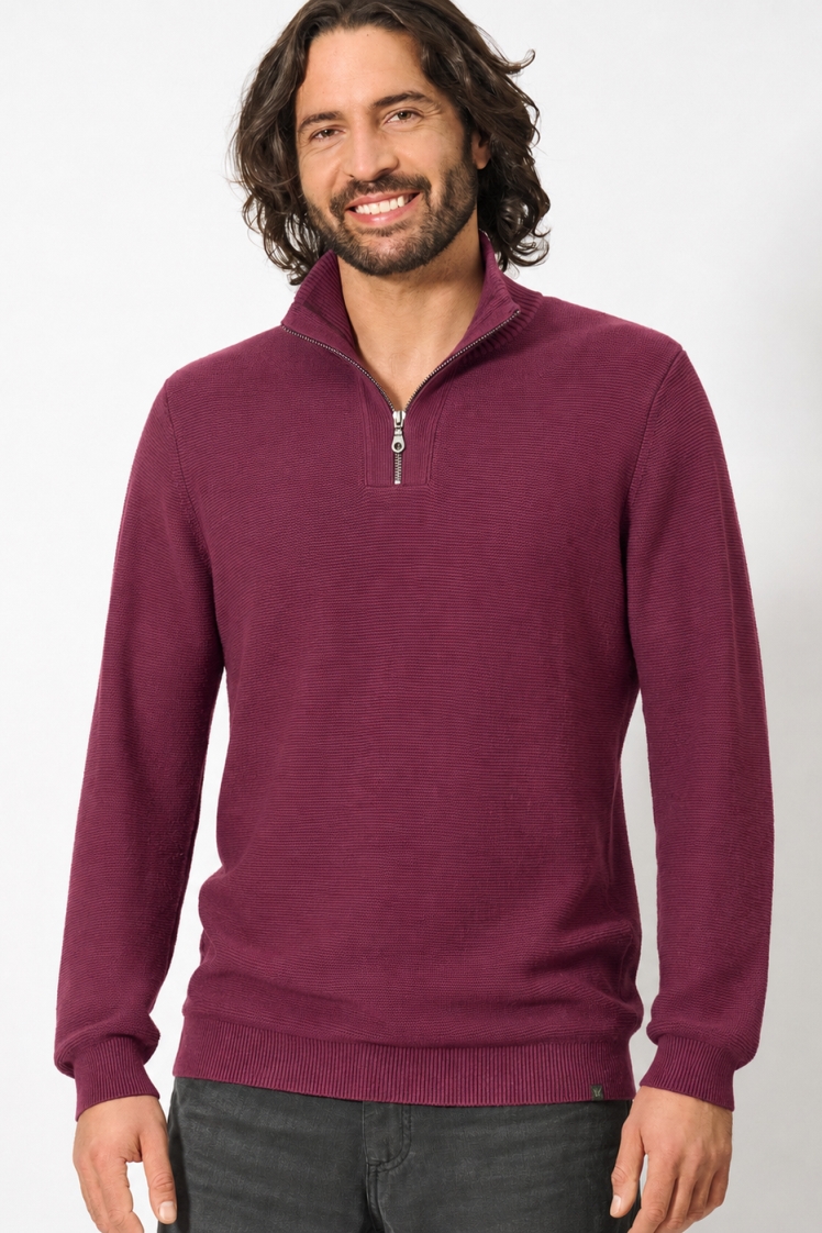 HempAge Herren vegan Pullover Troyer Weinrot
