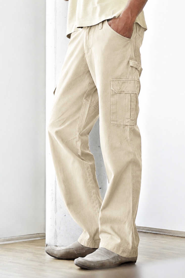 Hempage men vegan Cargo Pants Robust Gobi Beige