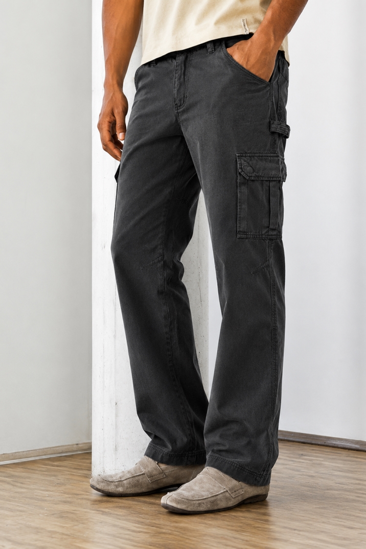 Hempage Herren vegan Cargo Hose Robust Schwarz