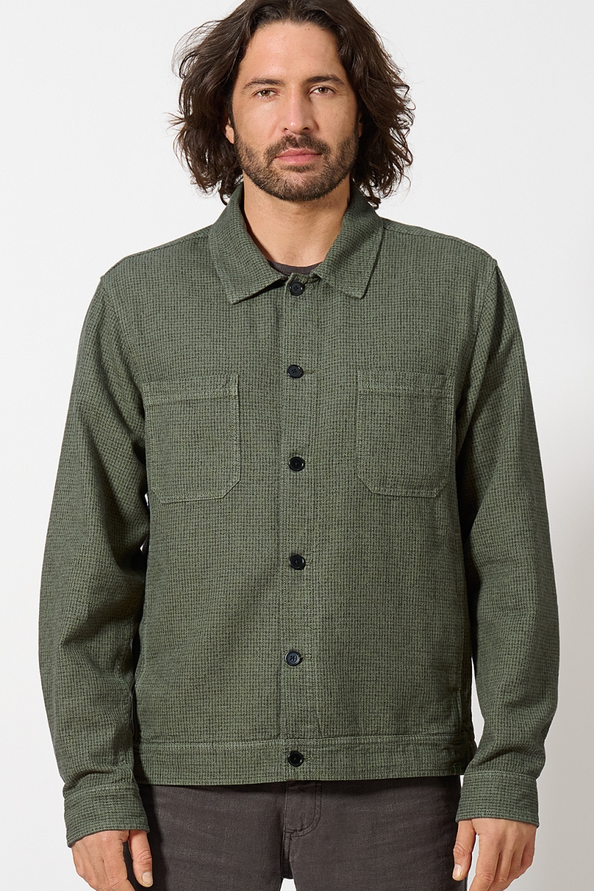 Hempage men vegan Jacket Checked Houndstooth Pattern Moss