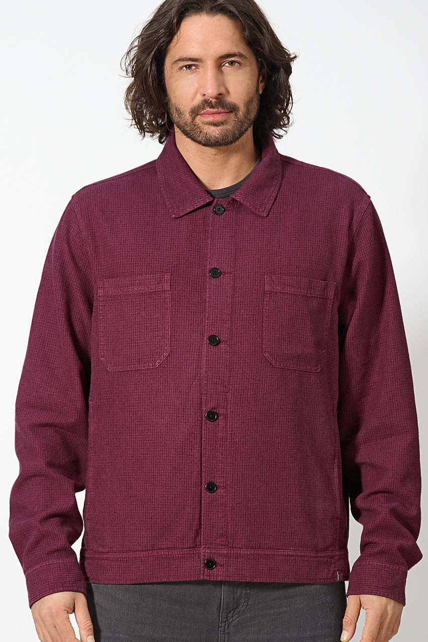 Hempage men vegan Jacket Checked Houndstooth Pattern Wine