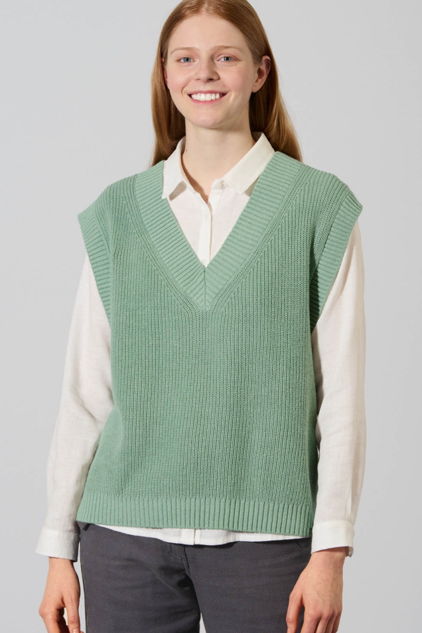 Hempage womens vegan Sweater Vest Menta Green
