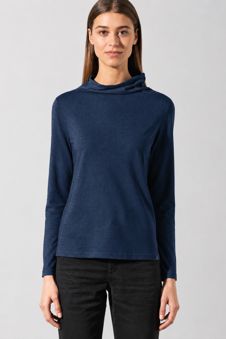 HempAge Damen vegan Langarmhemd Marineblau