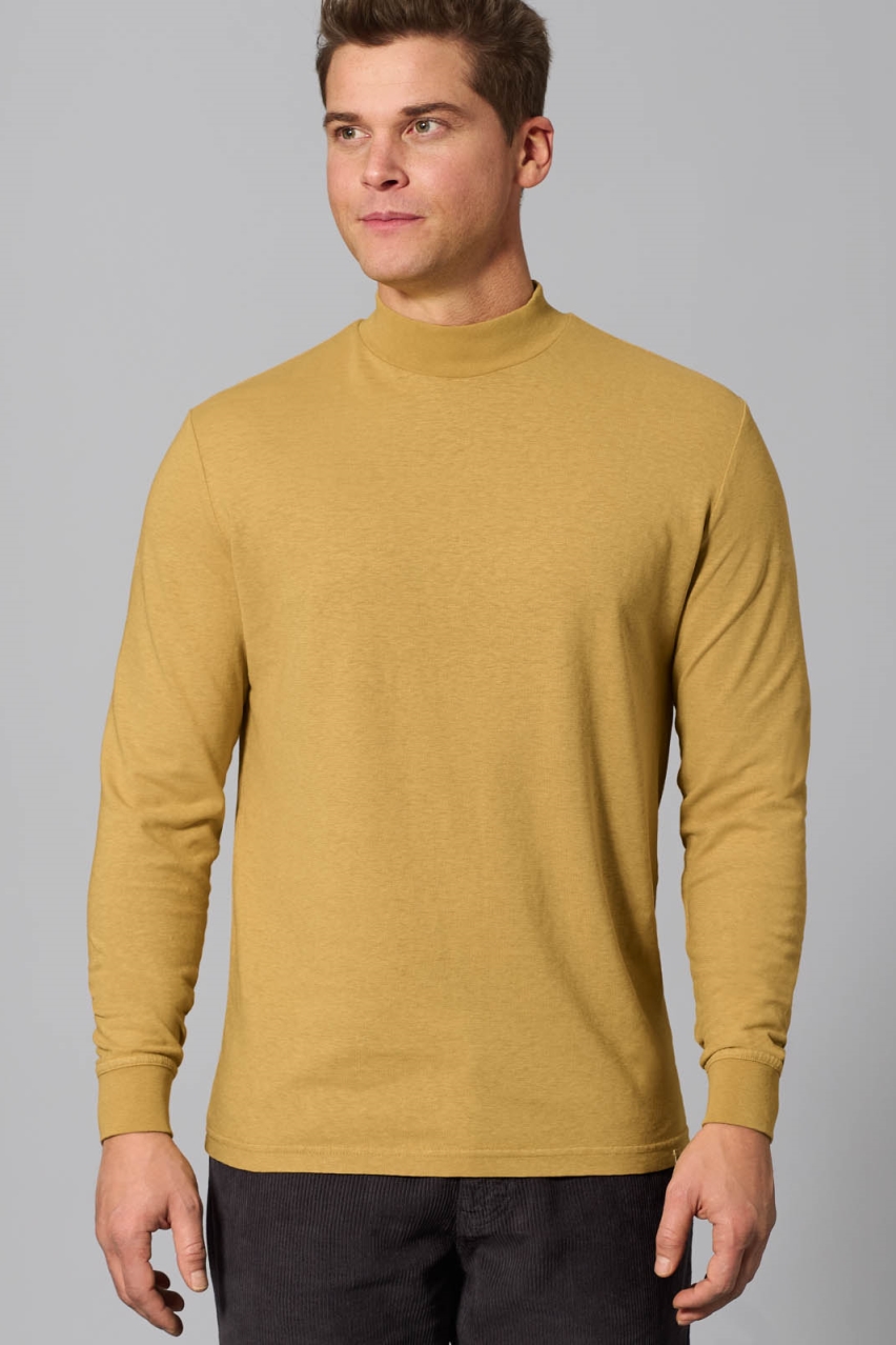 HempAge Herren vegan Rollkragenpullover Mit Langen &Atilde;&bdquo;rmeln In Dijon-Gelb