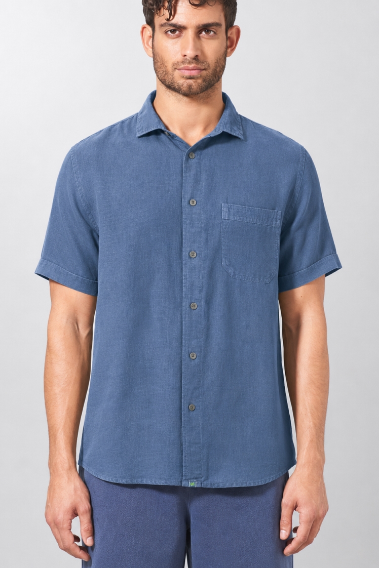 HempAge Herren vegan Kurzarm Shirt Blueberry