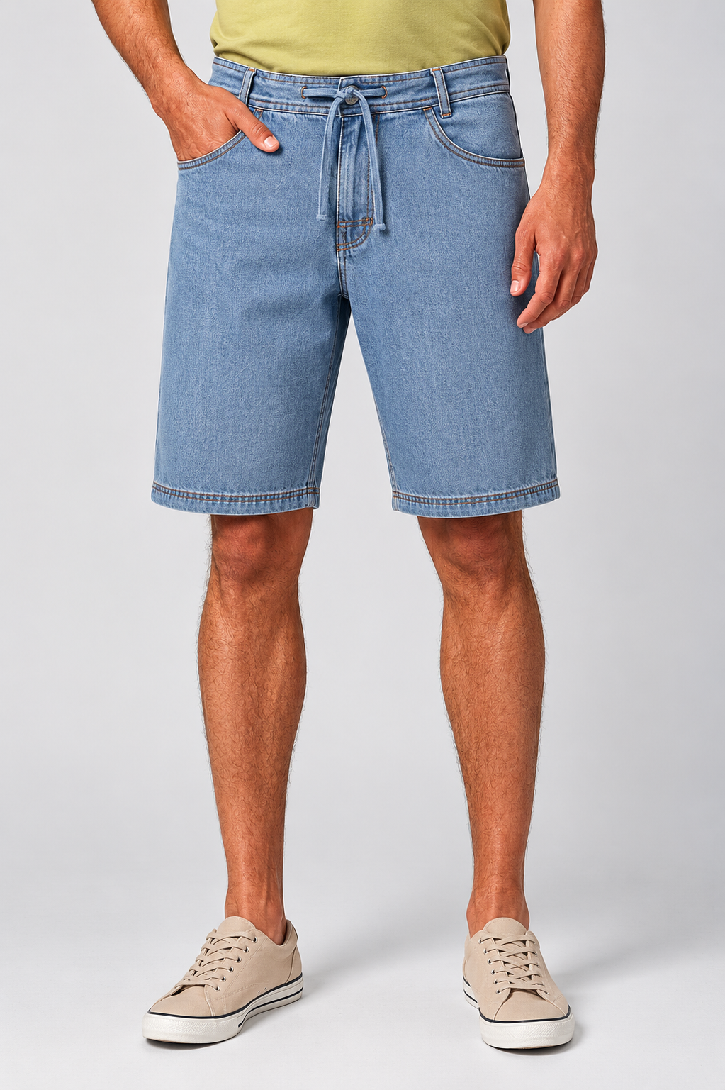 HempAge Herren vegan Shorts Mit Geradem Bein Uniblue