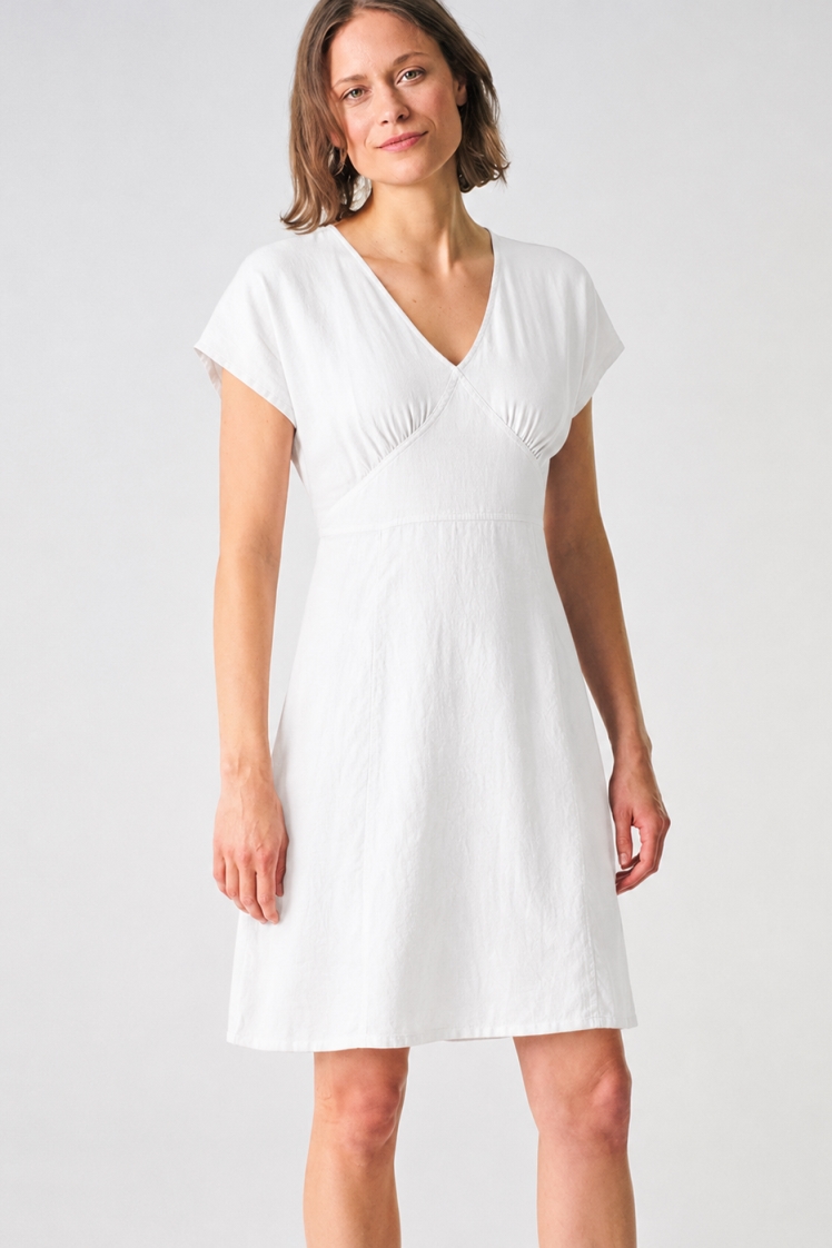 HempAge Damen vegan Elegantes Wei&Atilde;Ÿes Sommerkleid