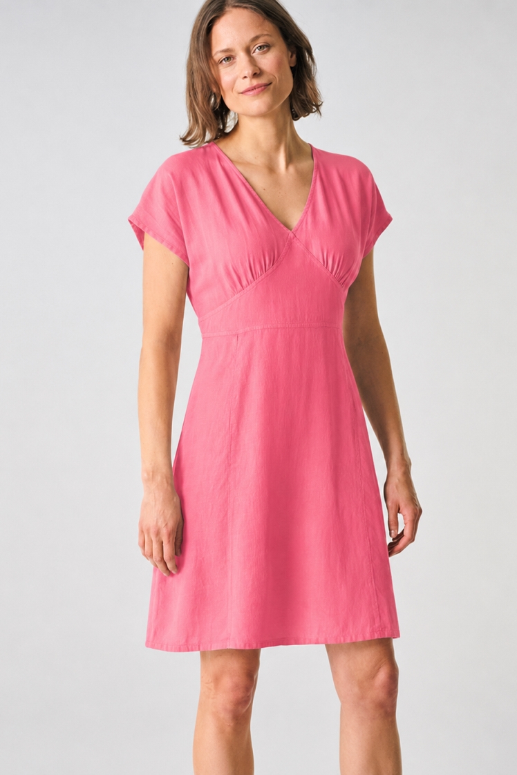 HempAge Damen vegan Elegantes Sommerkleid In Hibiskusrosa