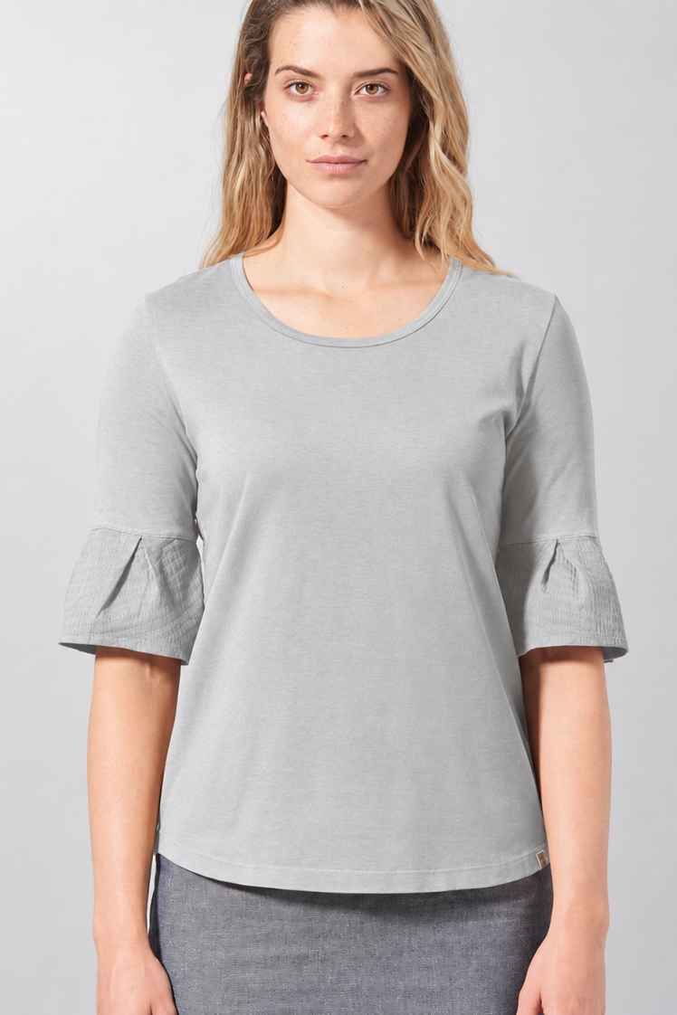 HempAge Damen vegan T-Shirt Mit Glocken&Atilde;&curren;rmeln Quarzgrau