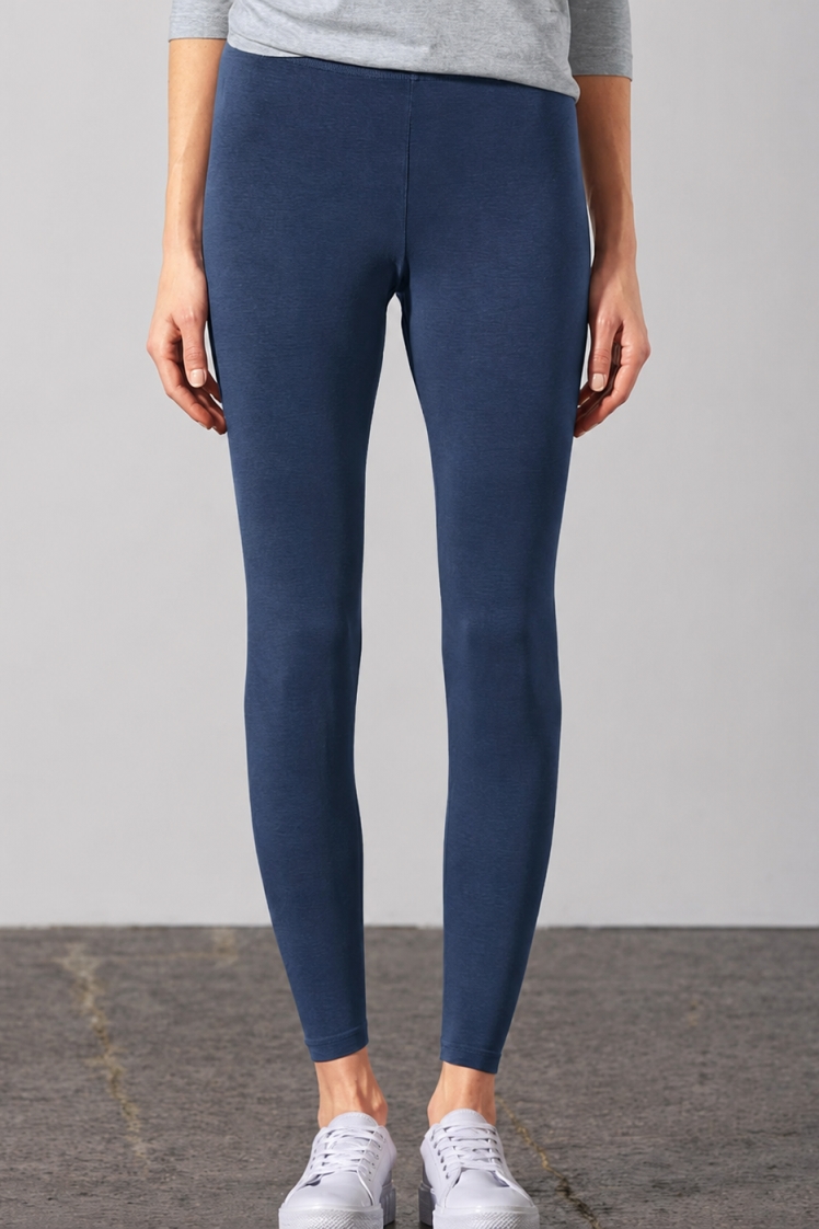 Hempage womens vegan Leggings Long Basic Navy