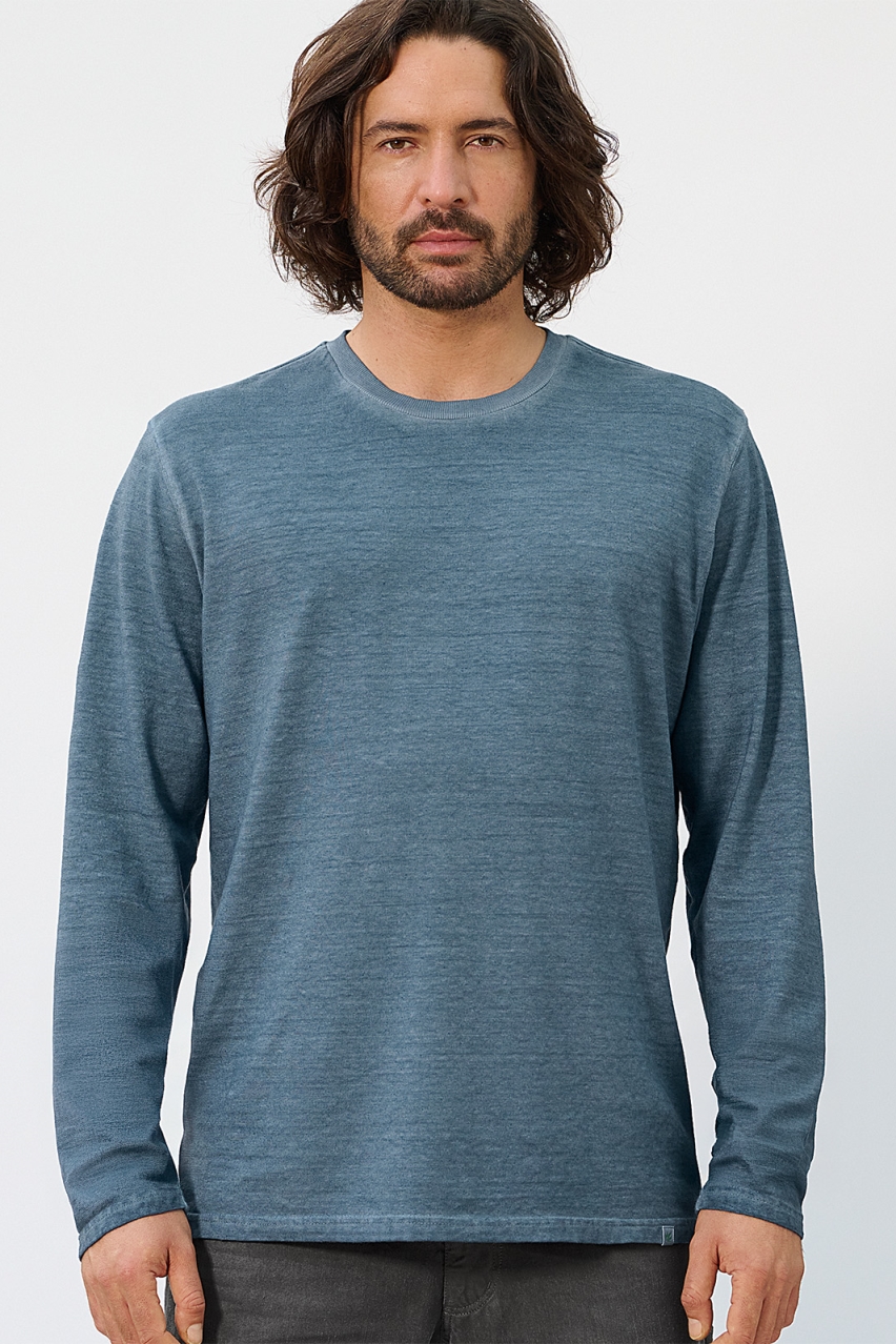 HempAge Herren vegan Langarmhemd Im Used Look Taubeblau