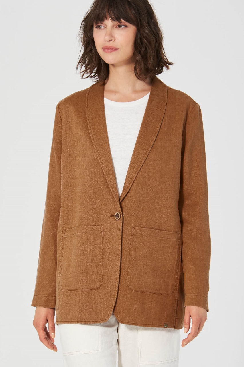 Hempage womens vegan Blazer Oversized Almond