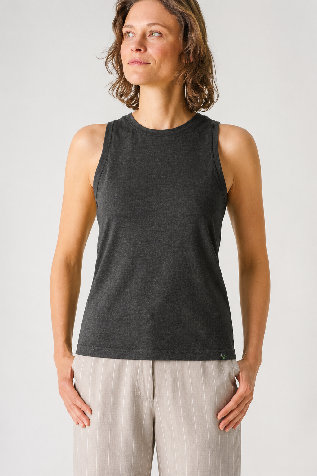 HempAge Damen vegan Sportliches Crop Top Schwarz