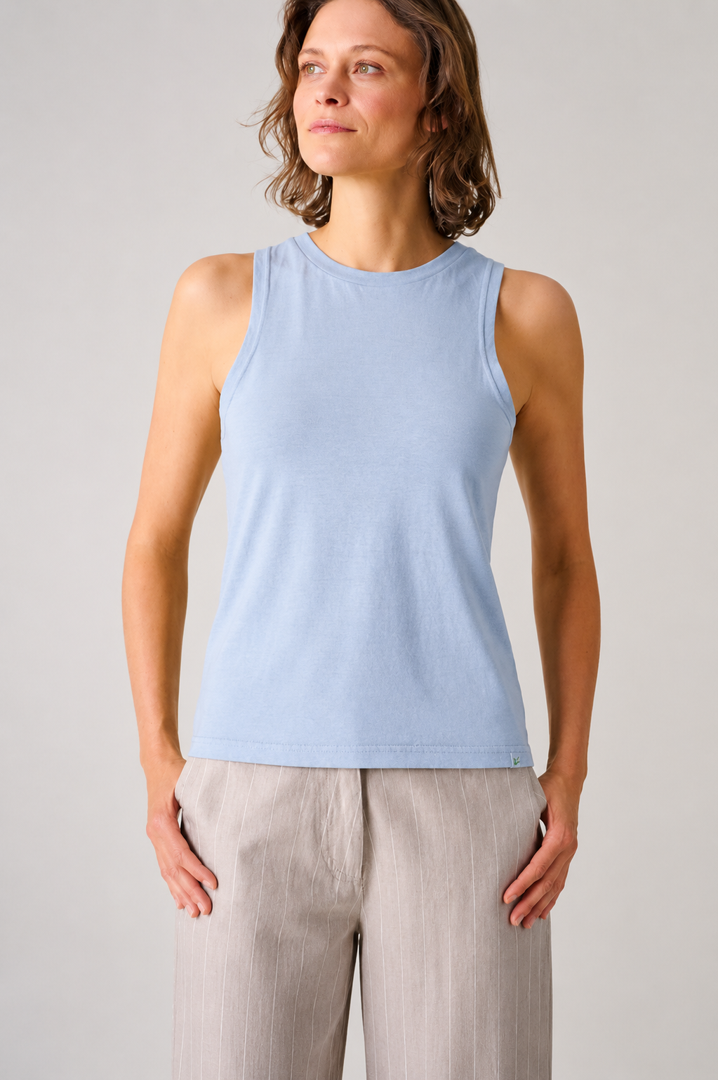 HempAge Damen vegan Crop Top Rauchblau
