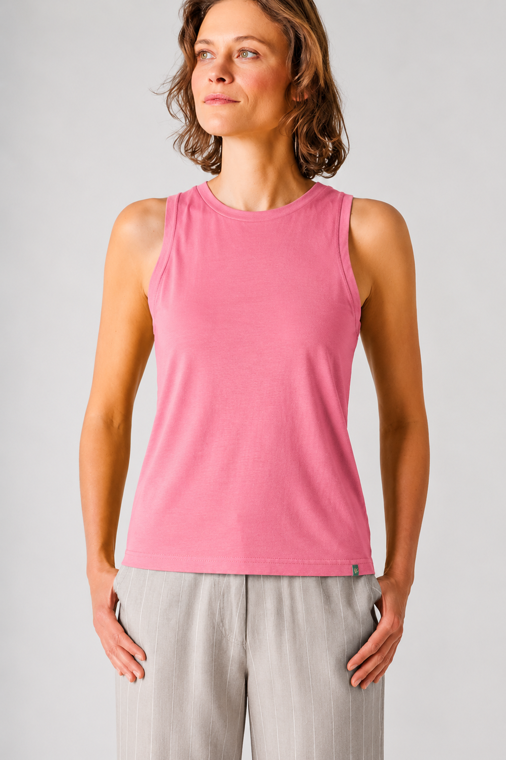 HempAge Damen vegan Sportliches Crop Top In Hibiskus Rosa