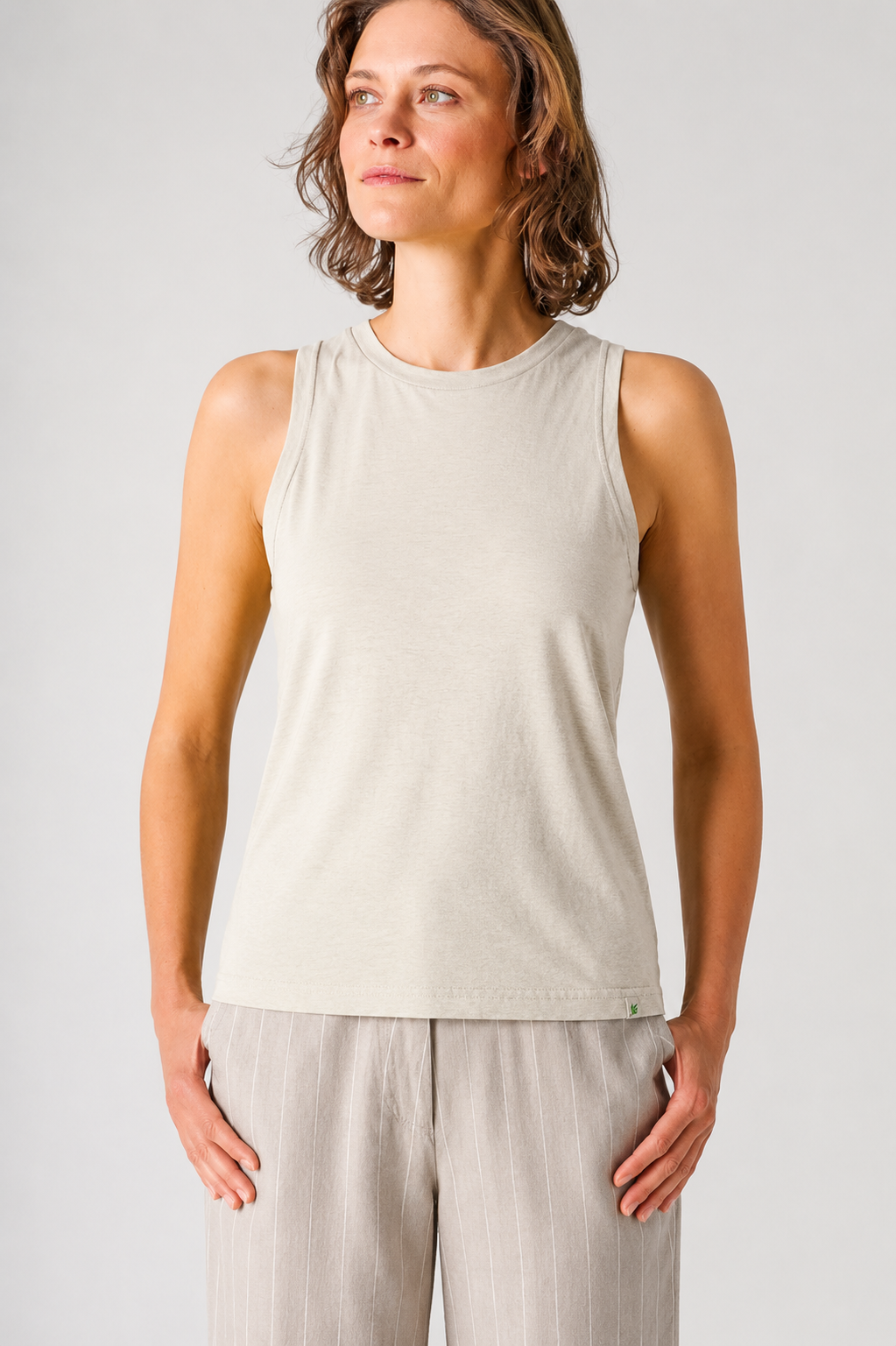 HempAge Damen vegan Crop Top Thistle In Beige
