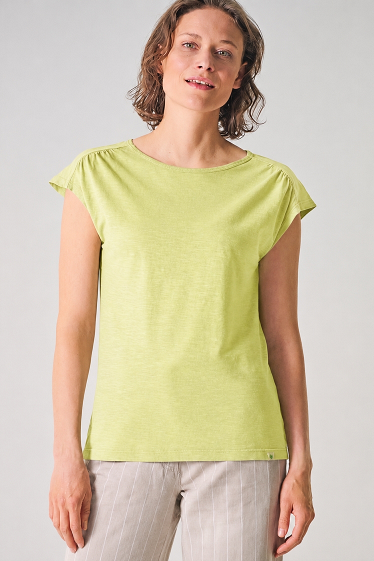 HempAge Damen vegan T-Shirt Mit Ausschnitt Am R&Atilde;&frac14;cken Lind Gr&Atilde;&frac14;n