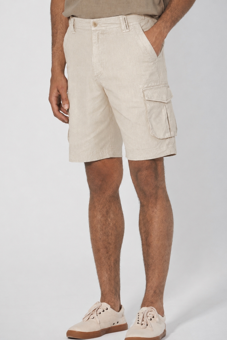 Hempage men vegan Cargo Shorts Thistle Beige