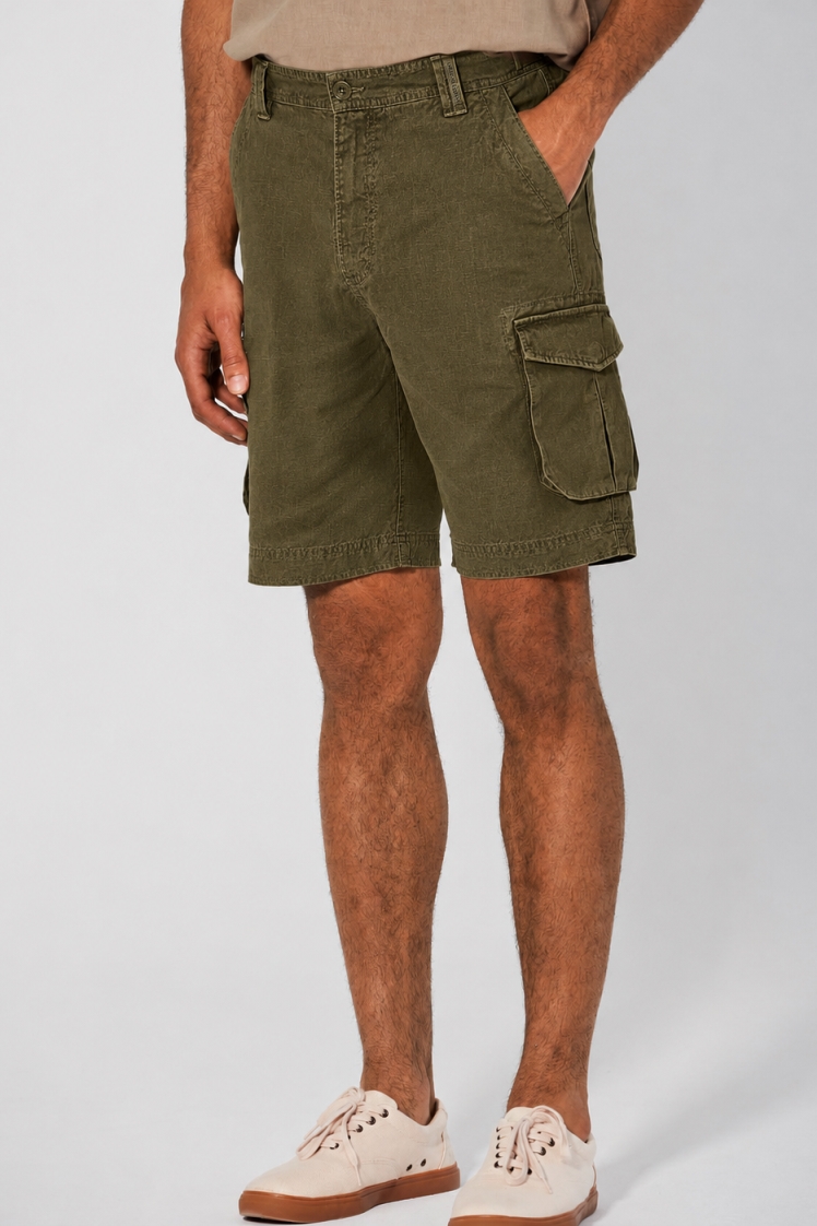 Hempage men vegan Cargo Shorts Peat Brownish Green