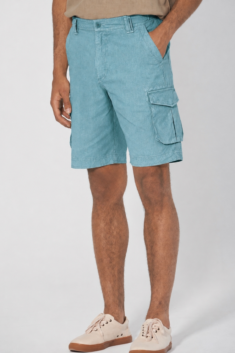Hempage Herren vegan Cargo Shorts Wave Blau