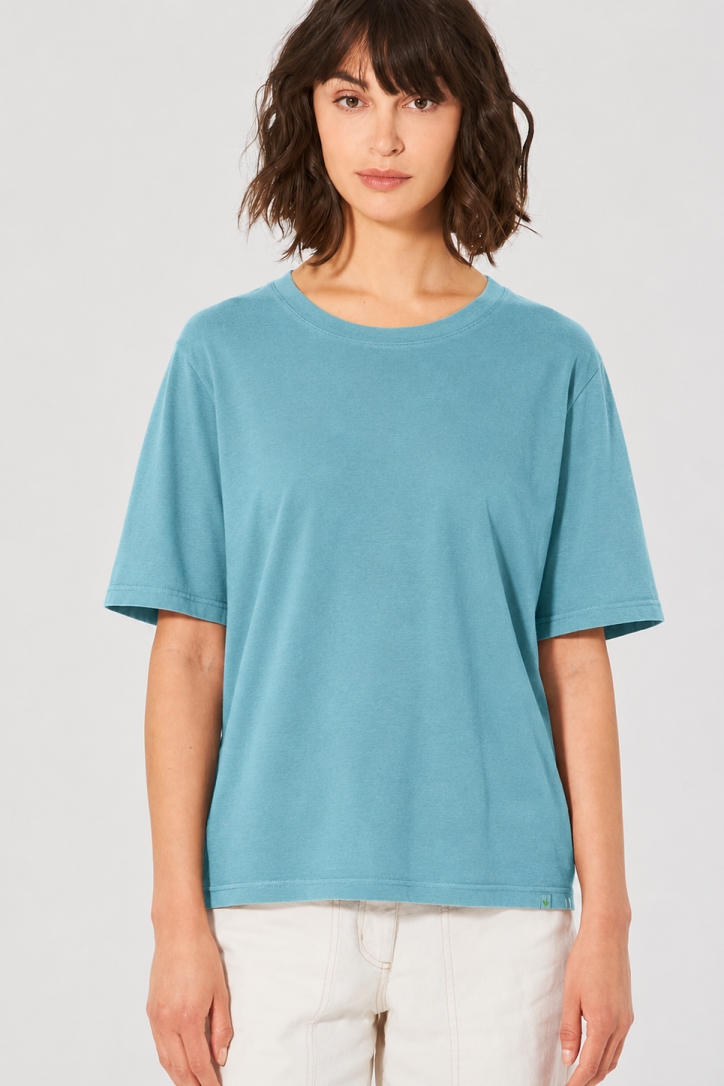HempAge Damen vegan T-Shirt Kombination Wave Blue