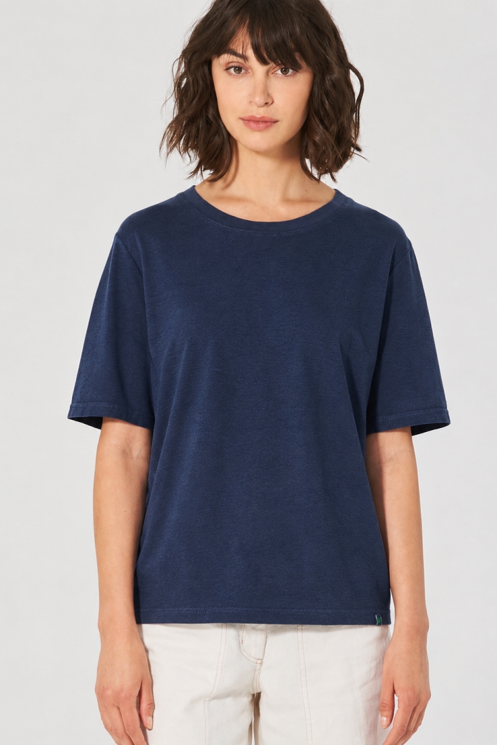 HempAge Damen vegan T-Shirt Kombination In Marineblau