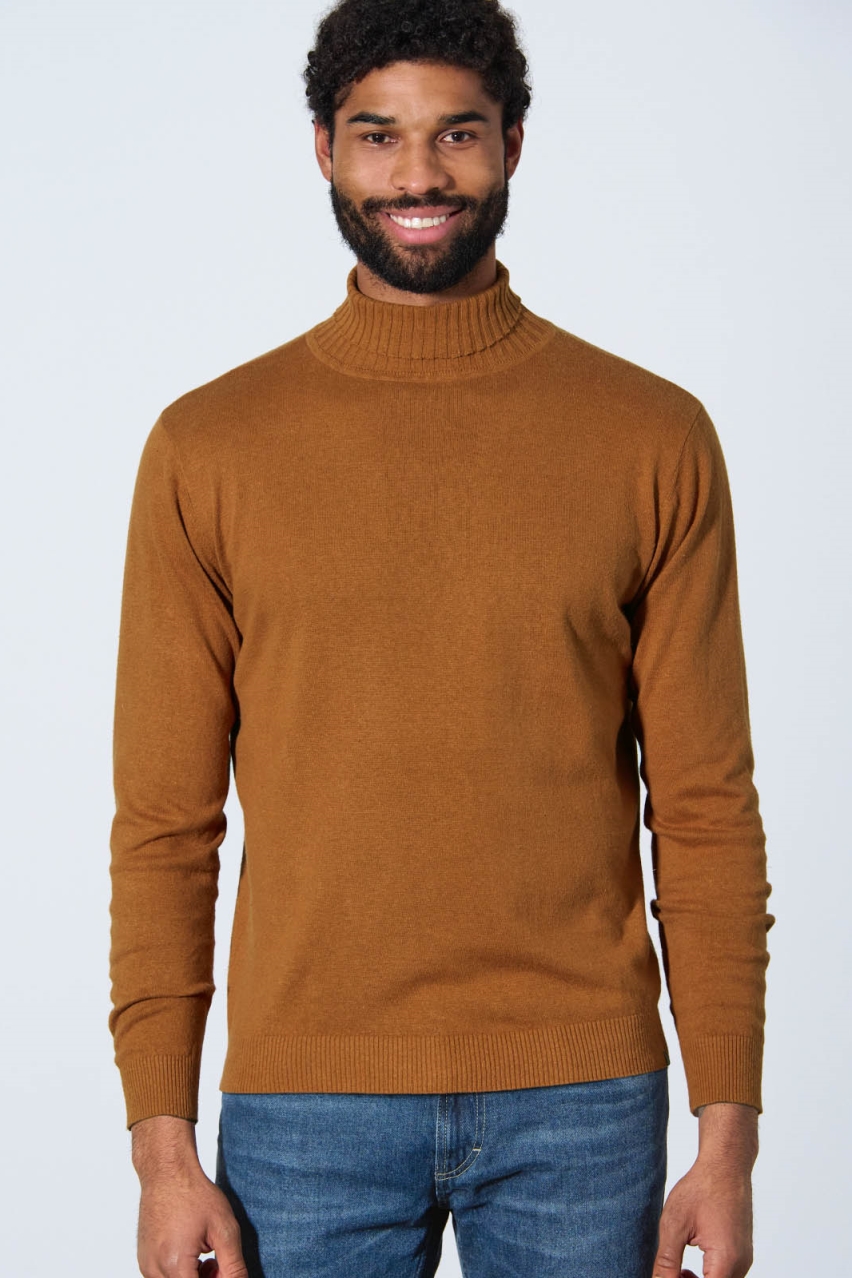 HempAge Herren vegan Feiner Rollkragenpullover Mandelbraun