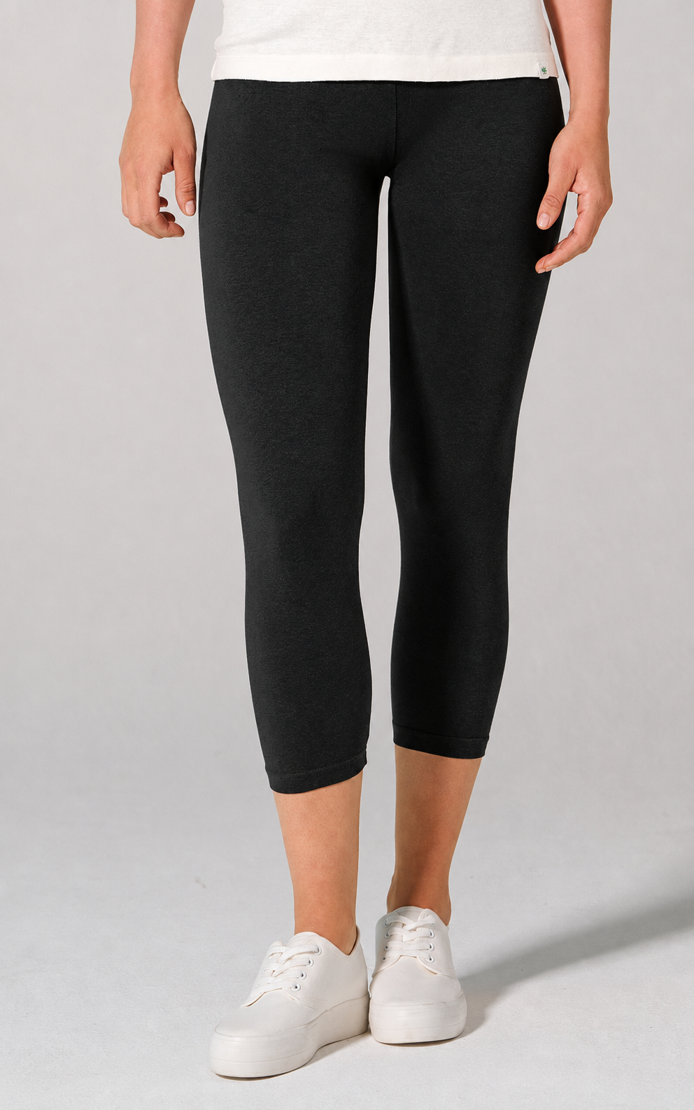 Hempage womens vegan Leggings 7/8 Length Black