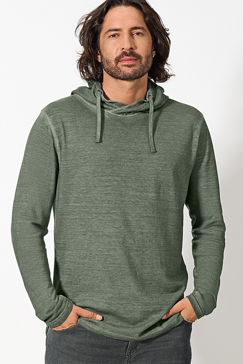 HempAge Herren vegan Kapuzen-T-Shirt Moosgr&Atilde;&frac14;n